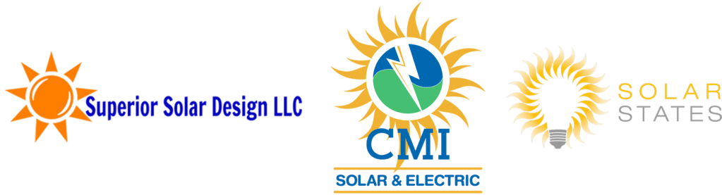 Logos of Share the Sun partners Superior Solar Designs LLC CMI Solar and Electric and Solar States